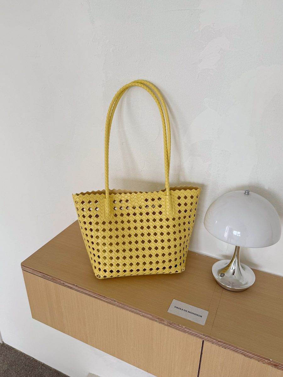 Woven Hollow Out Bucket Bag Top-Handle Tote view 7