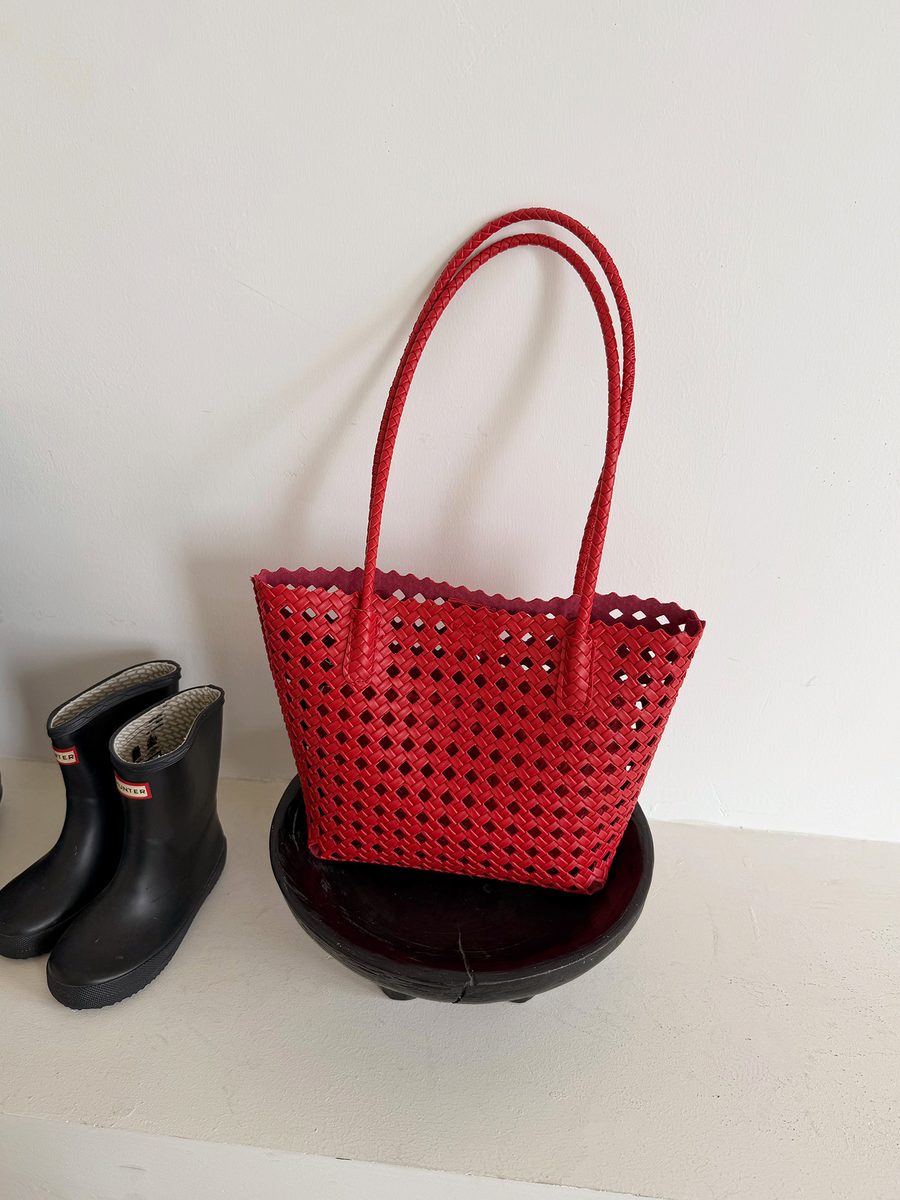 Woven Hollow Out Bucket Bag Top-Handle Tote view 8