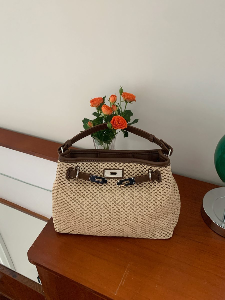 Gewebte Stroh Bucket Bag Umhängetasche Henkeltasche view 3