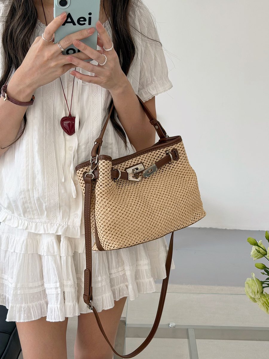 Gewebte Stroh Bucket Bag Umhängetasche Henkeltasche view 6