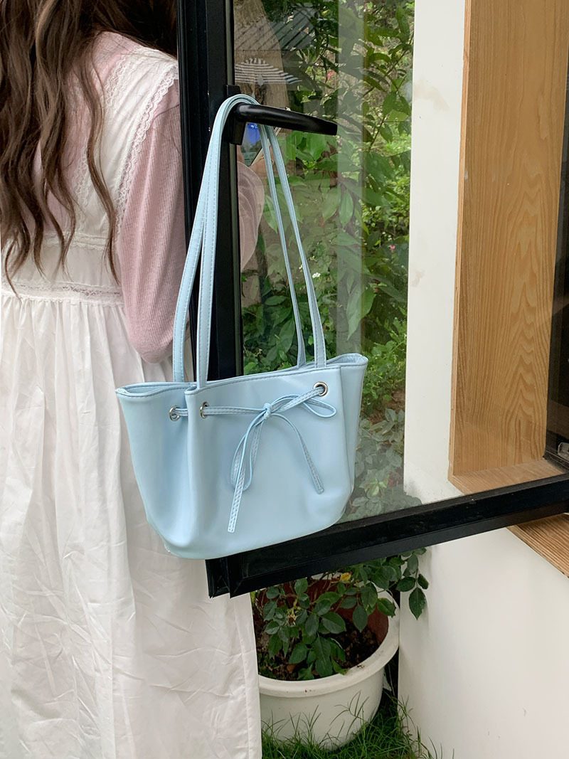 Bow Drawstring Bucket Bag view 3