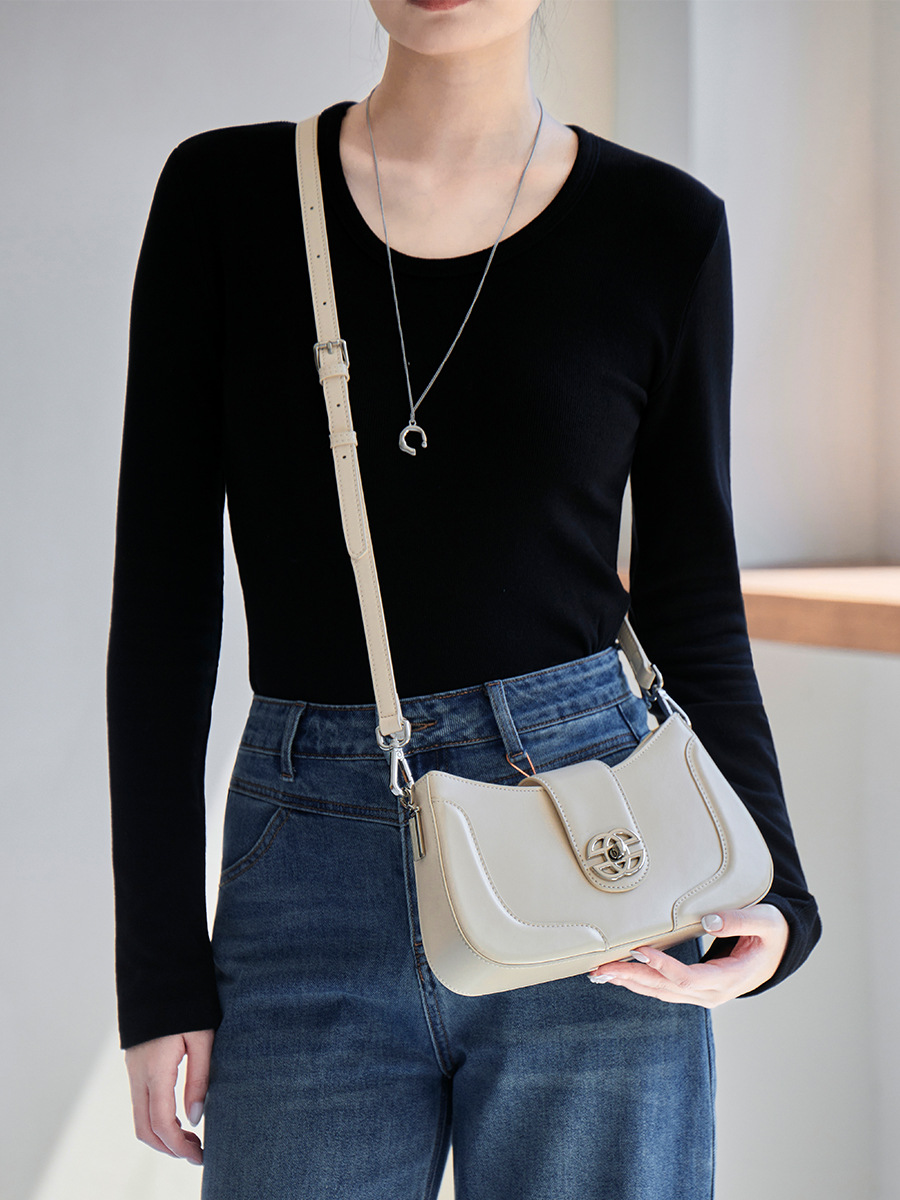 Ultra-Slim Cowhide Shoulder Crossbody — Three Editorial Colourways view 3