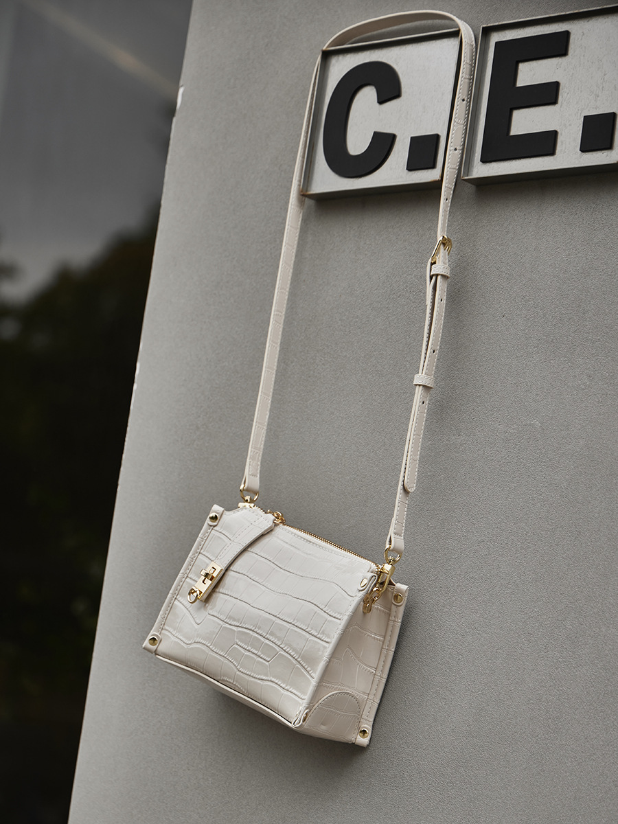 Croc-Pattern Mini Square Shoulder Crossbody — Two-Colour Boutique view 4