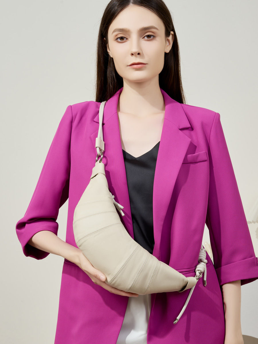 Korean Saddle Croissant Crossbody — Off-White Single-Colour view 2