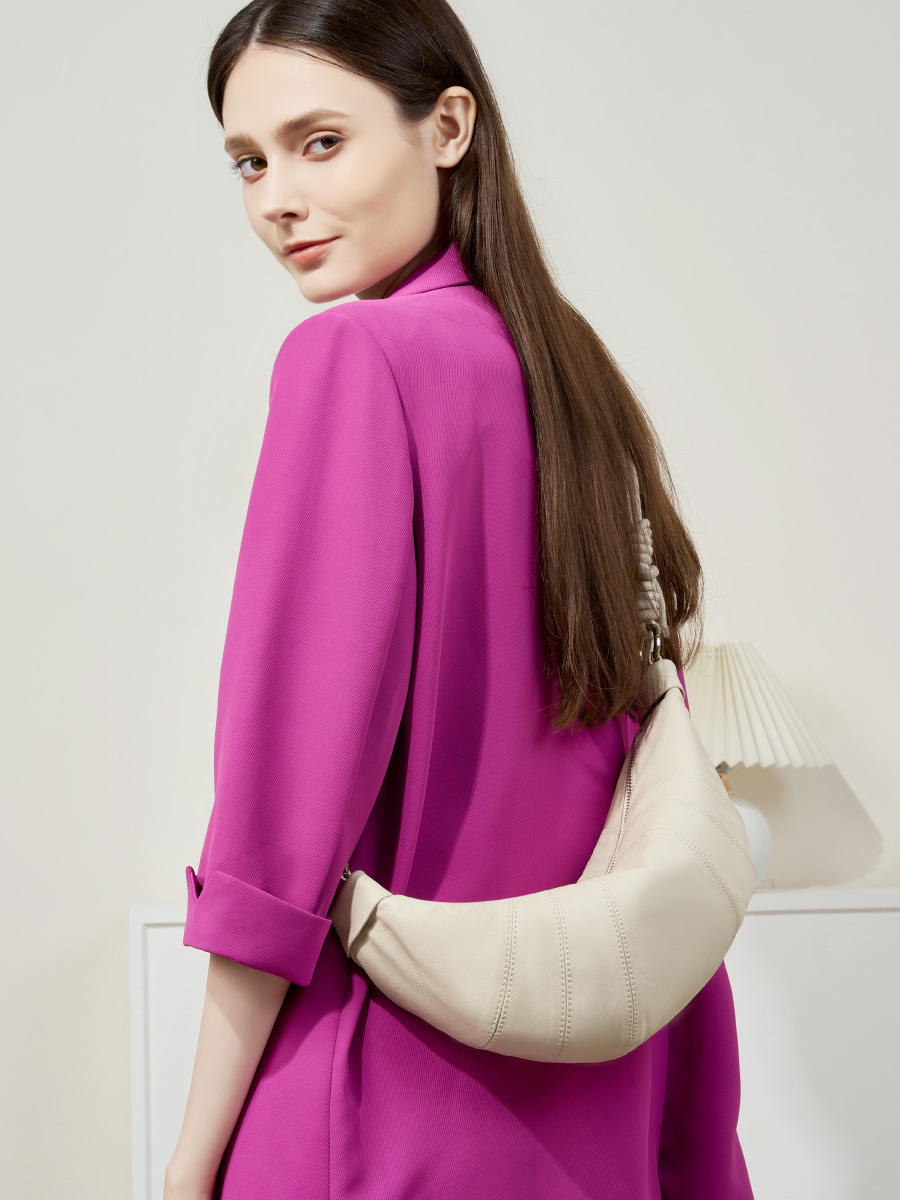 Korean Saddle Croissant Crossbody — Off-White Single-Colour view 3