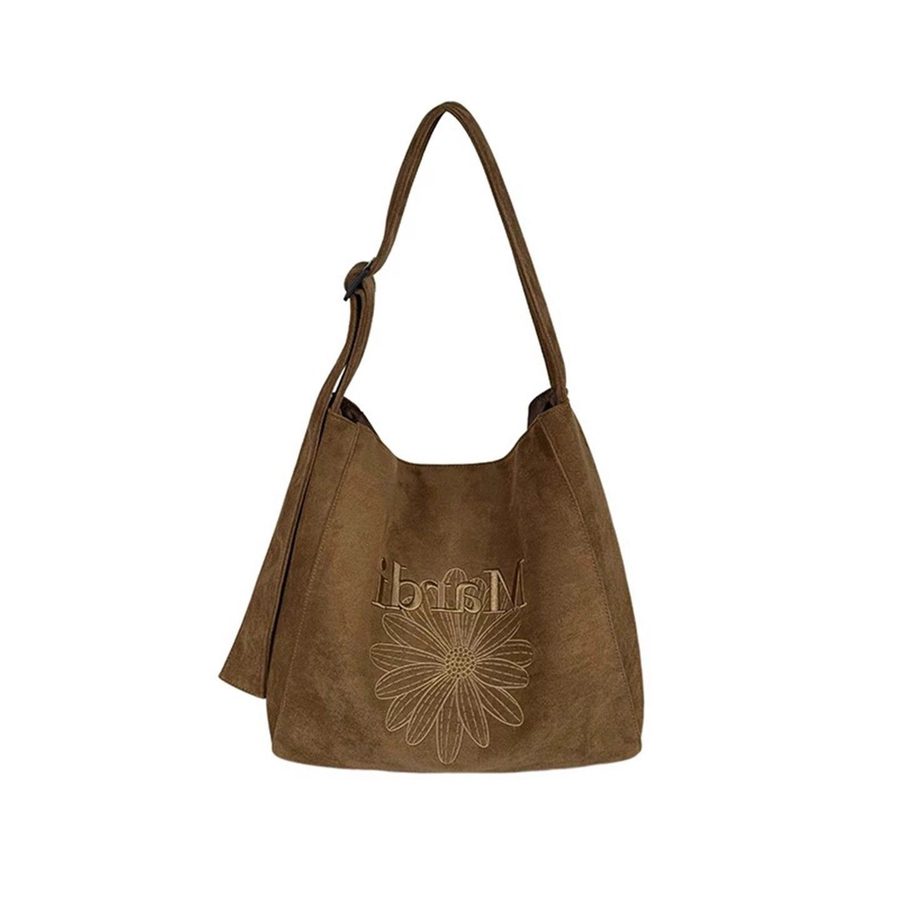 Embroidered Suede Tote Crossbody Bag view 5