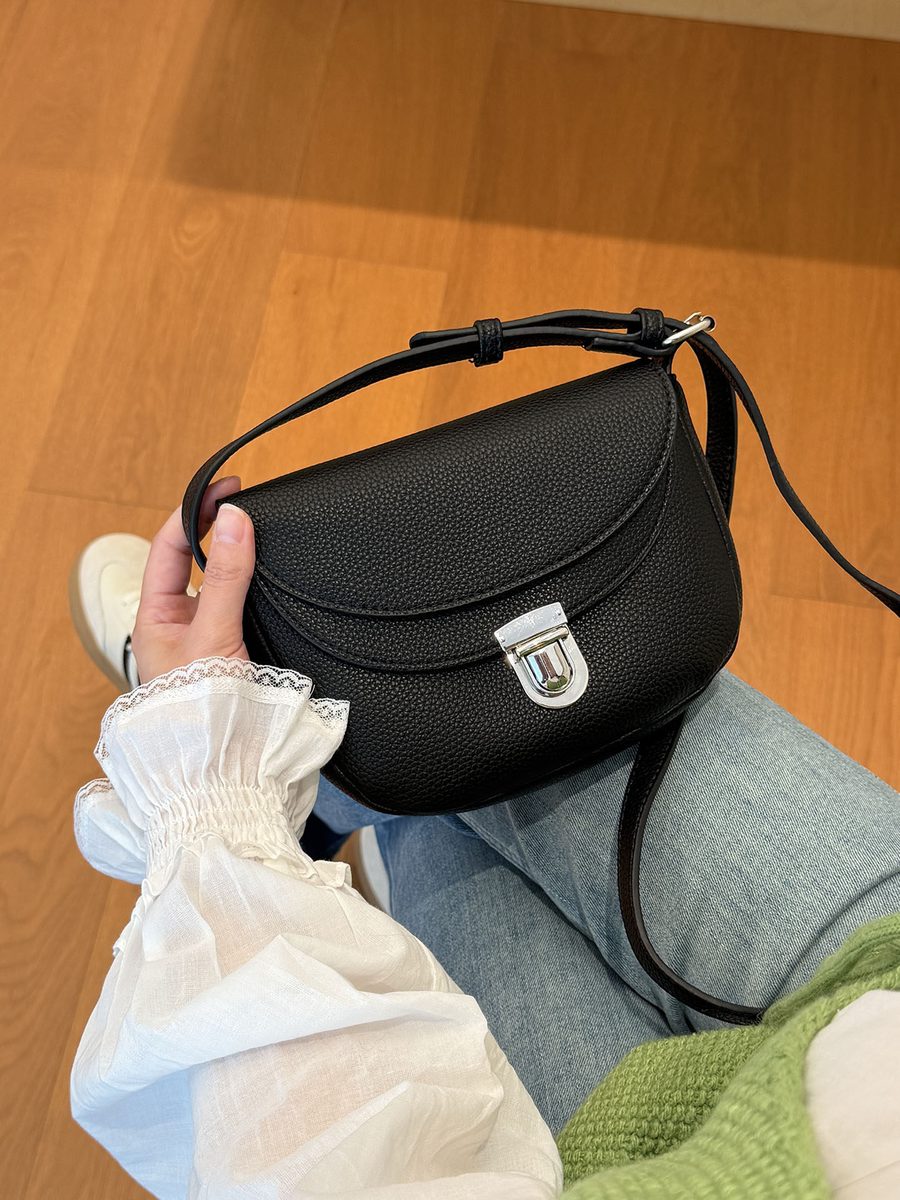 Litchi Grain Saddle Crossbody Bag