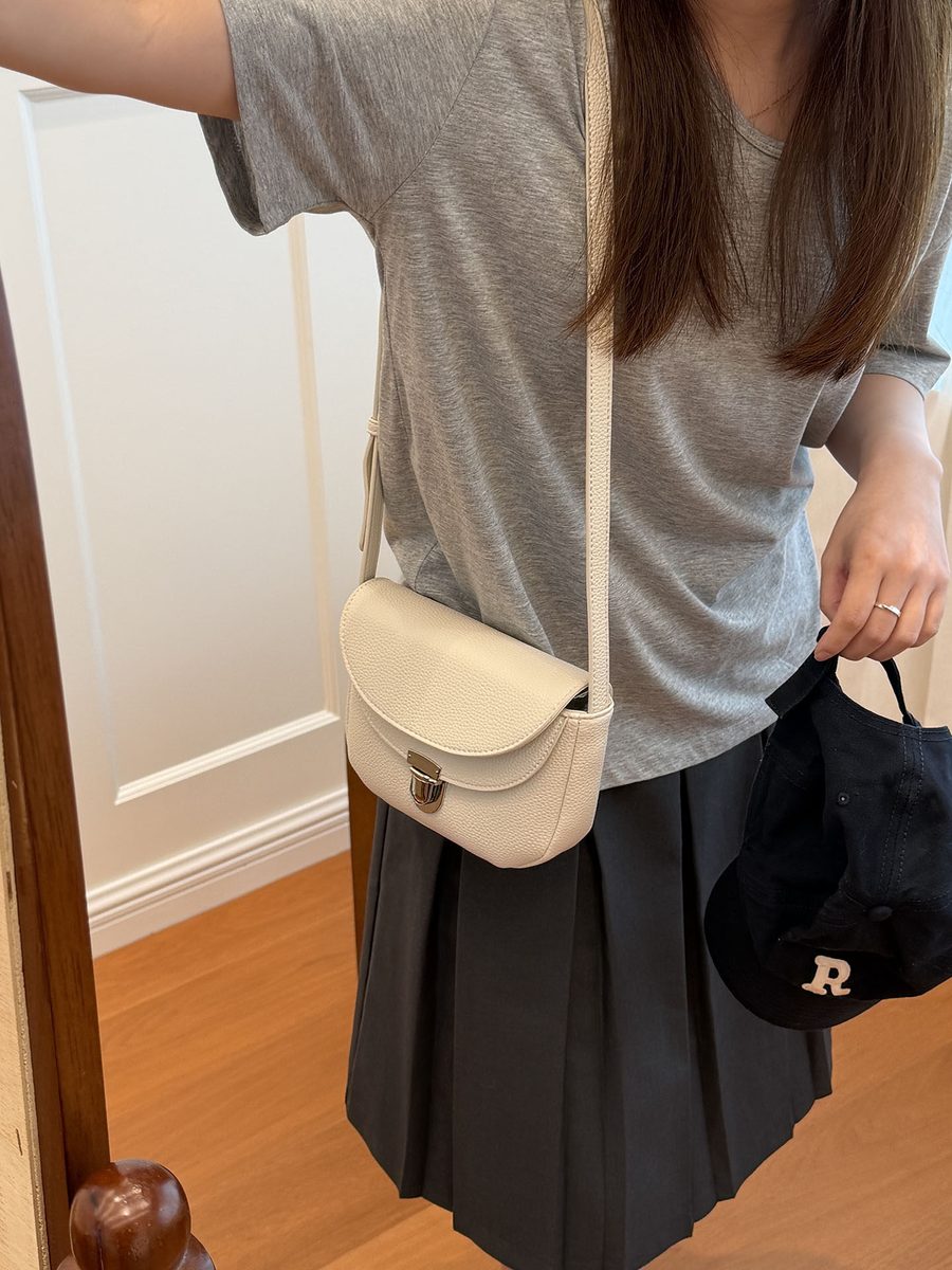 Litchi Grain Saddle Crossbody Bag view 2