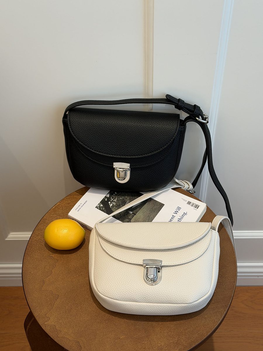 Litchi Grain Saddle Crossbody Bag view 3
