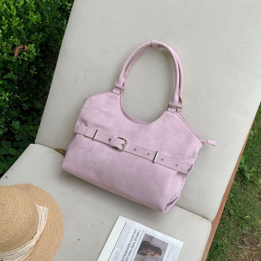 Belt Buckle Moto Shoulder Tote Bag