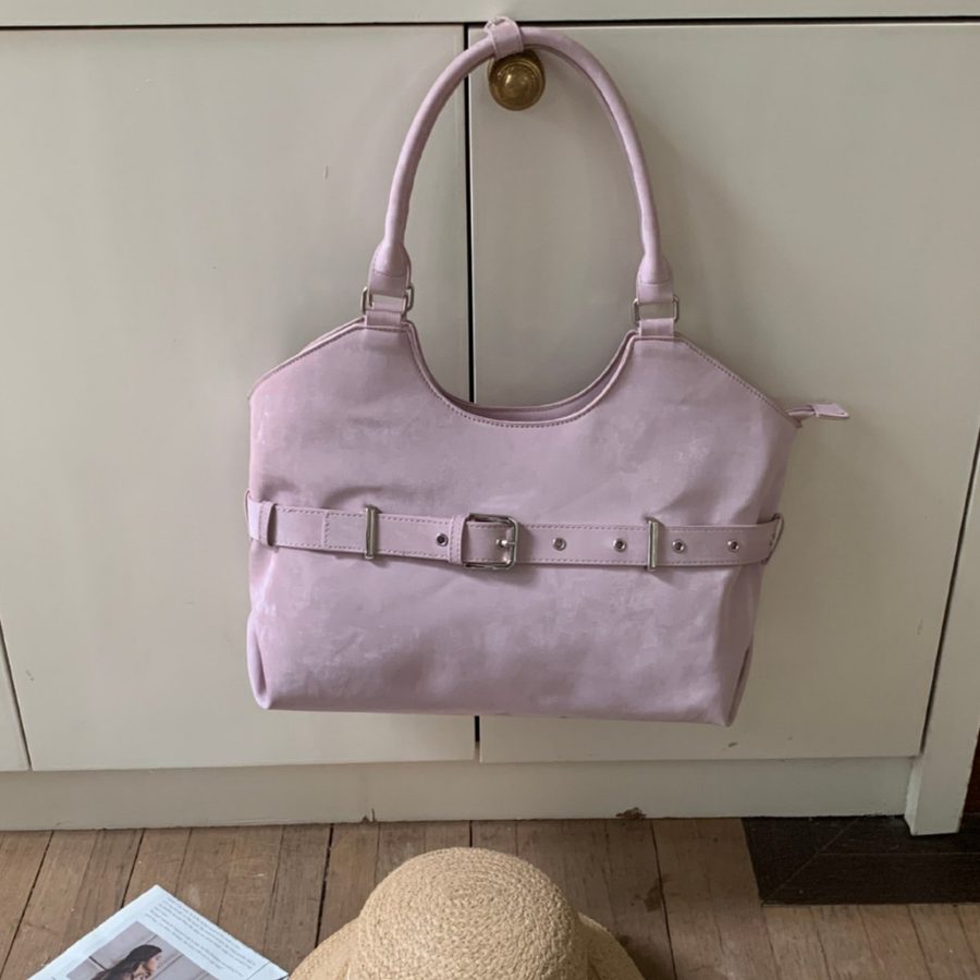 Moto-Schulter-Tote-Bag mit Gürtelschnalle view 3