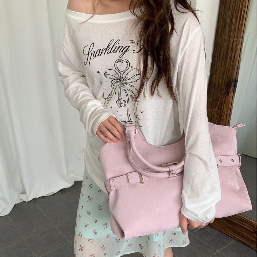 Moto-Schulter-Tote-Bag mit Gürtelschnalle view 4