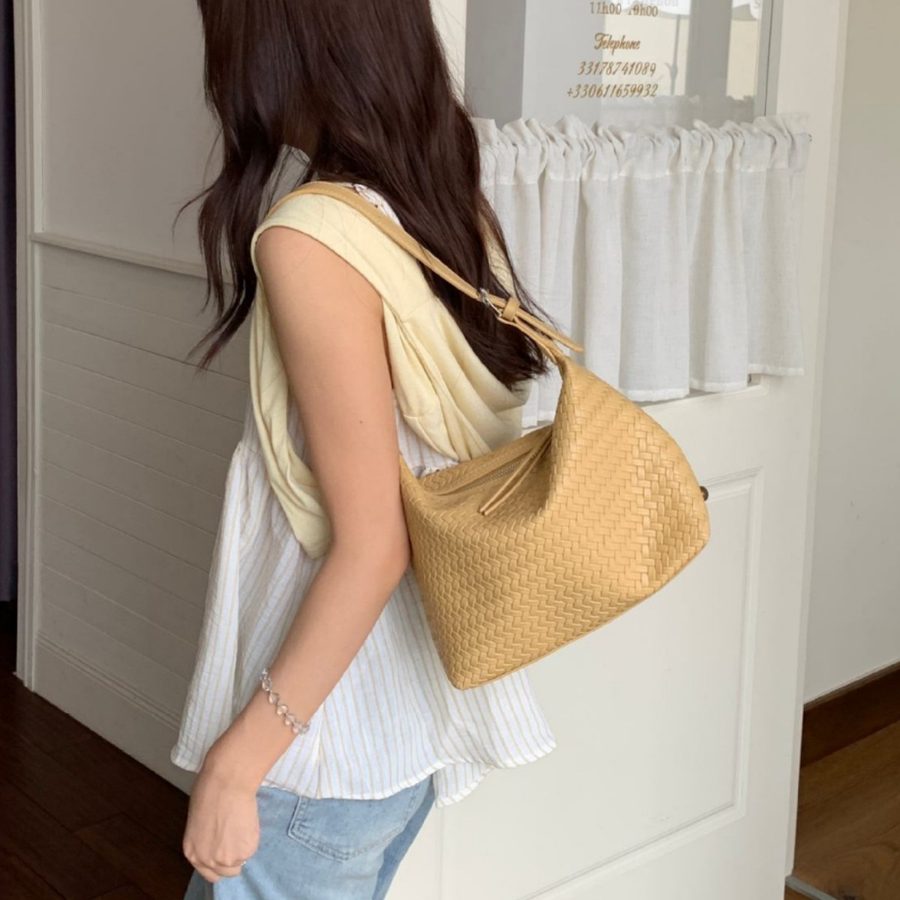 Woven Large Shoulder Crossbody Tote Bag view 2