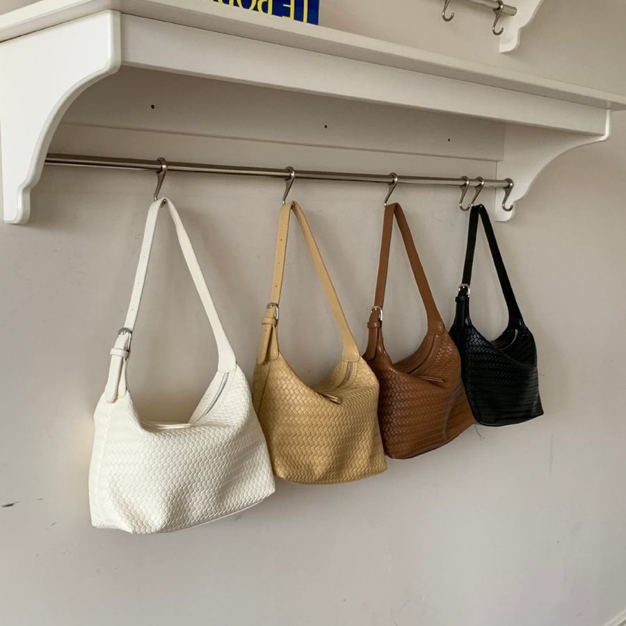 Woven Large Shoulder Crossbody Tote Bag view 4