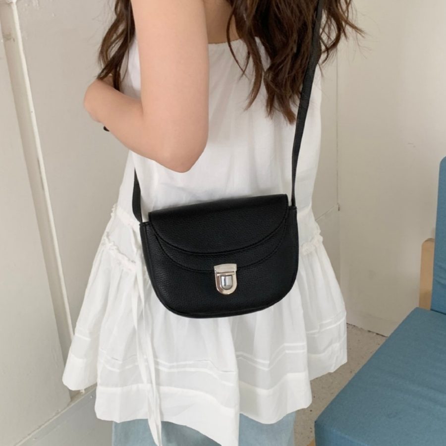 Litchi Grain Saddle Crossbody Bag