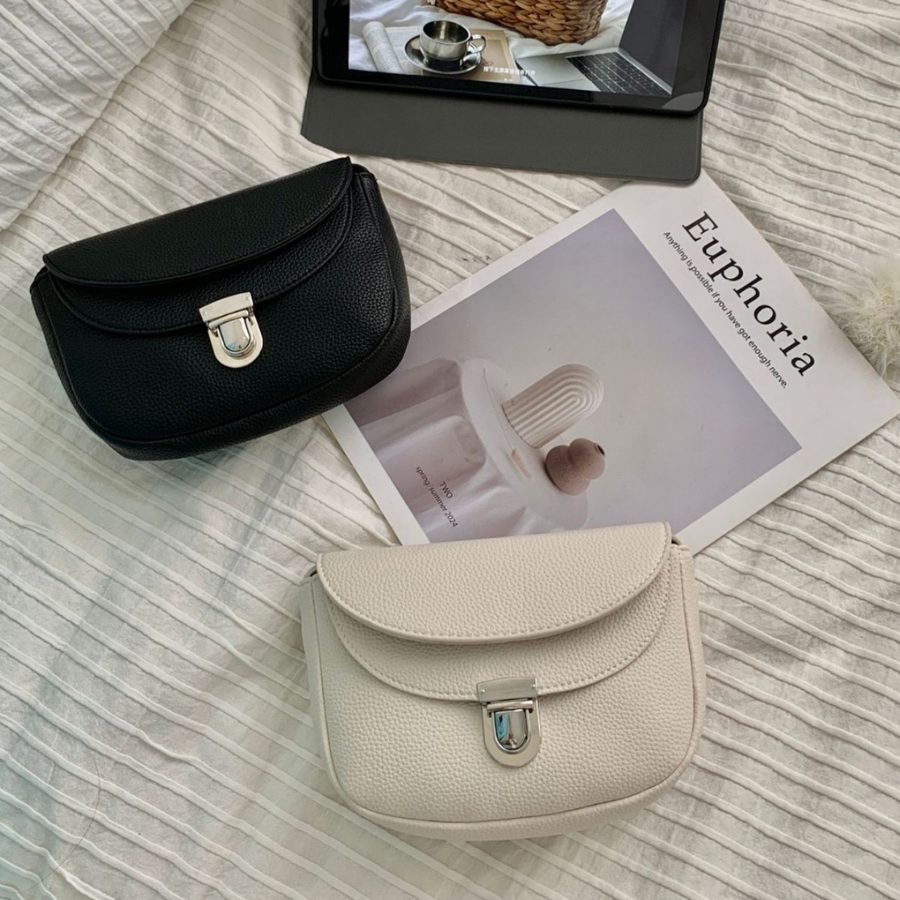 Litchi Grain Saddle Crossbody Bag view 2