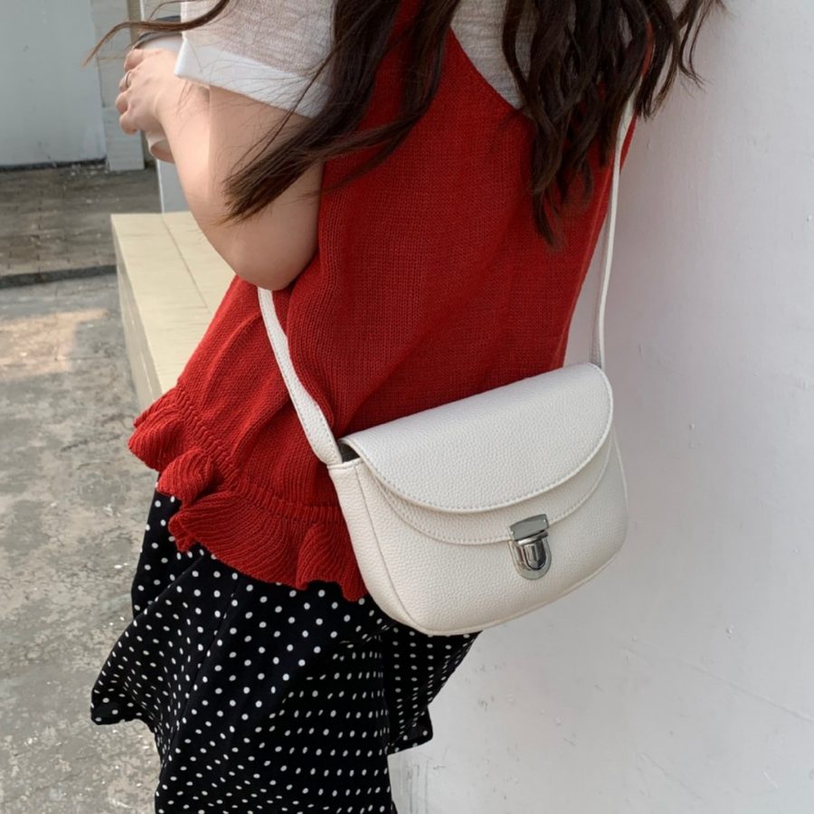 Litchi Grain Saddle Crossbody Bag view 3
