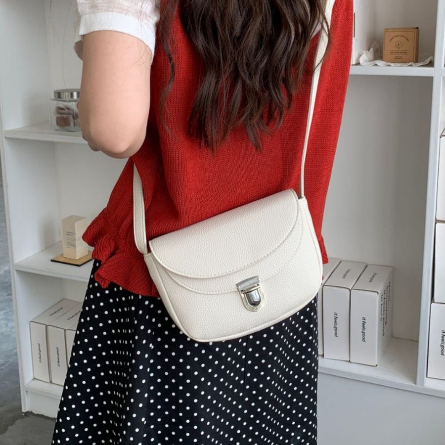 Litchi Grain Saddle Crossbody Bag view 4