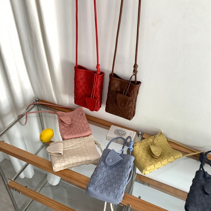 Woven Soft Leather Mini Crossbody Phone Bag
