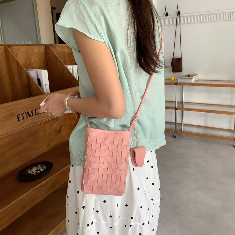 Woven Soft Leather Mini Crossbody Phone Bag view 2
