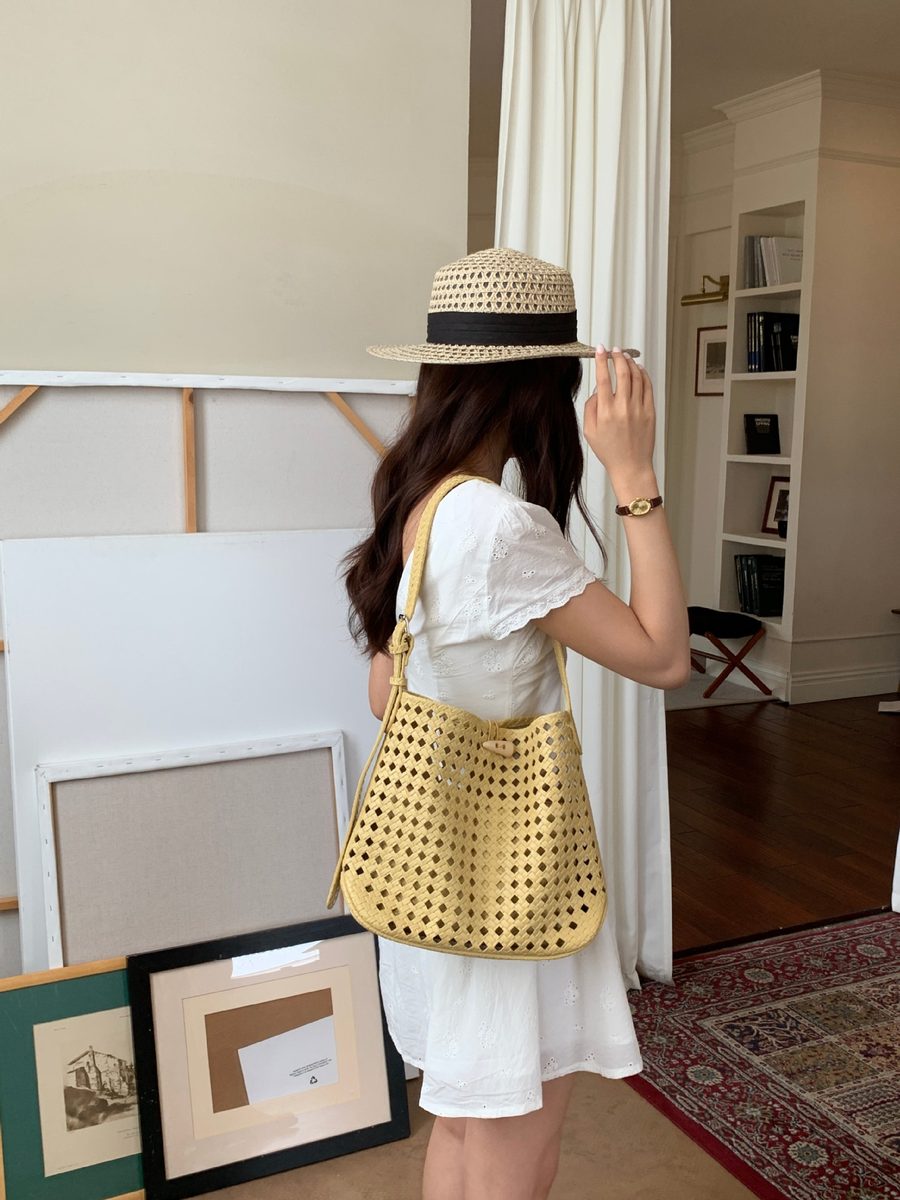 Openwork Woven Tote Crossbody Bag view 11