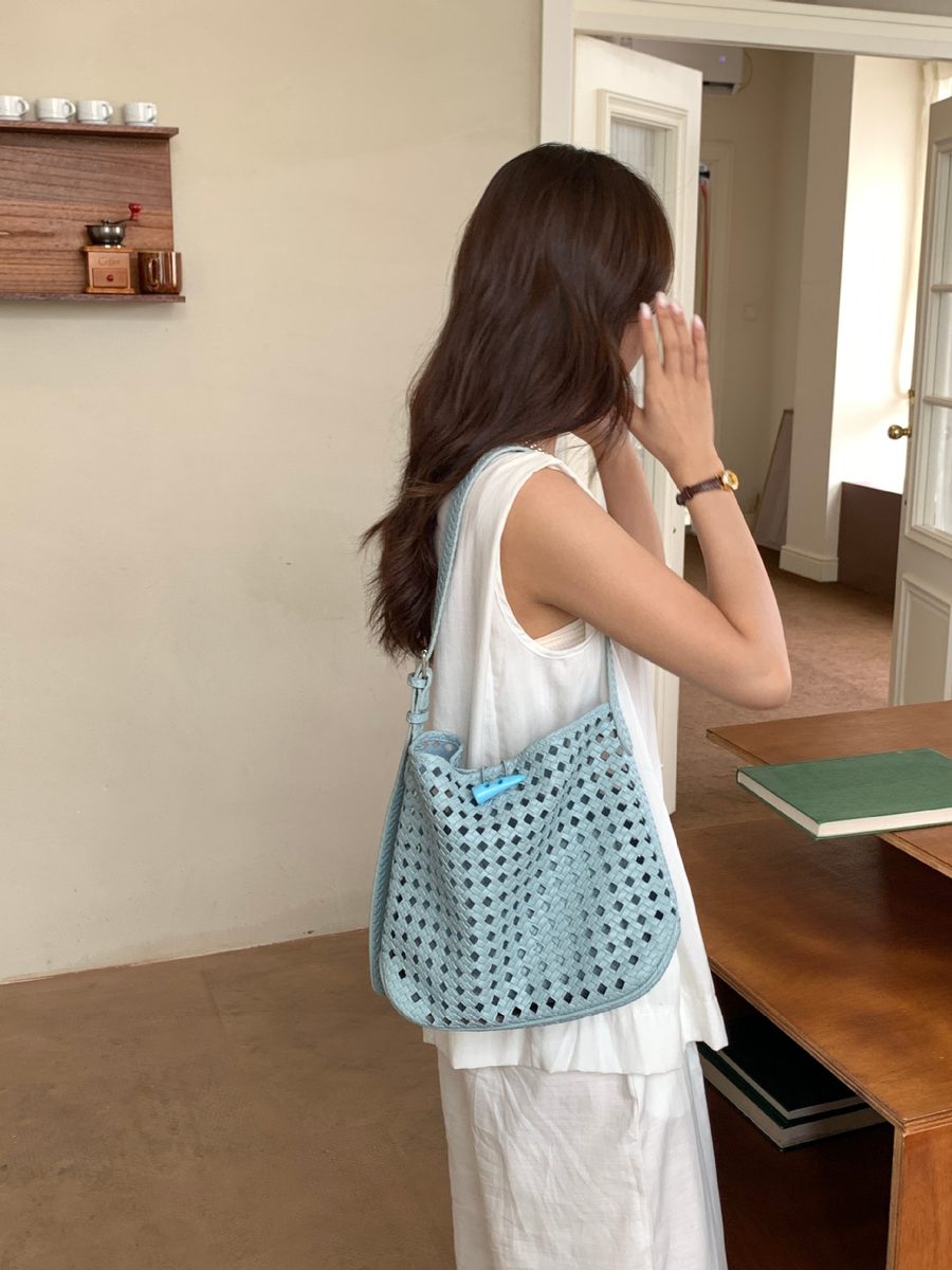 Openwork Woven Tote Crossbody Bag view 12