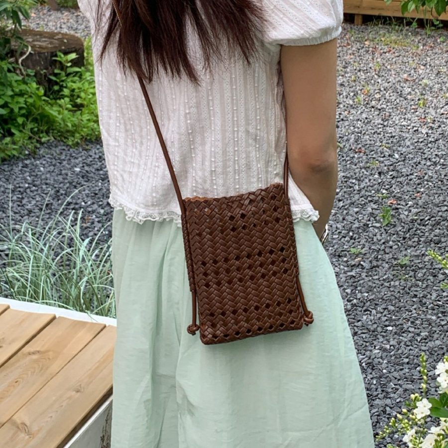Mini Openwork Woven Crossbody Phone Bag