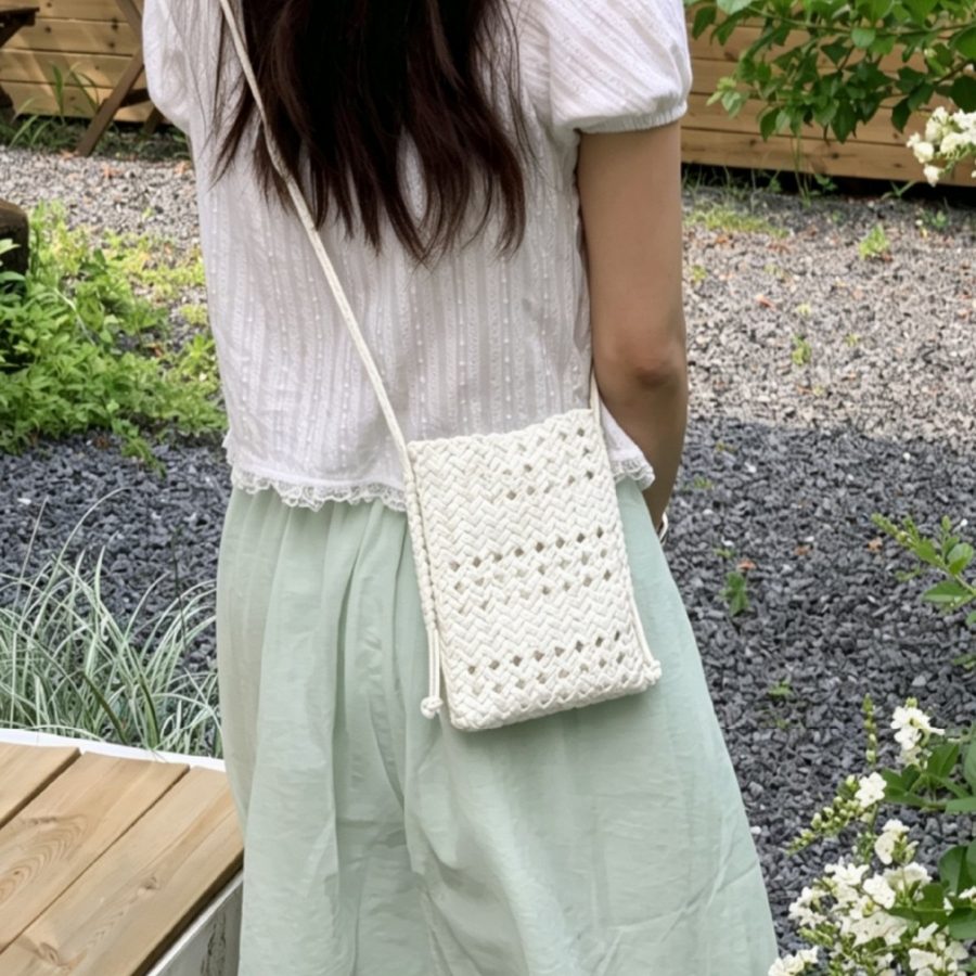 Mini Openwork Woven Crossbody Phone Bag view 4