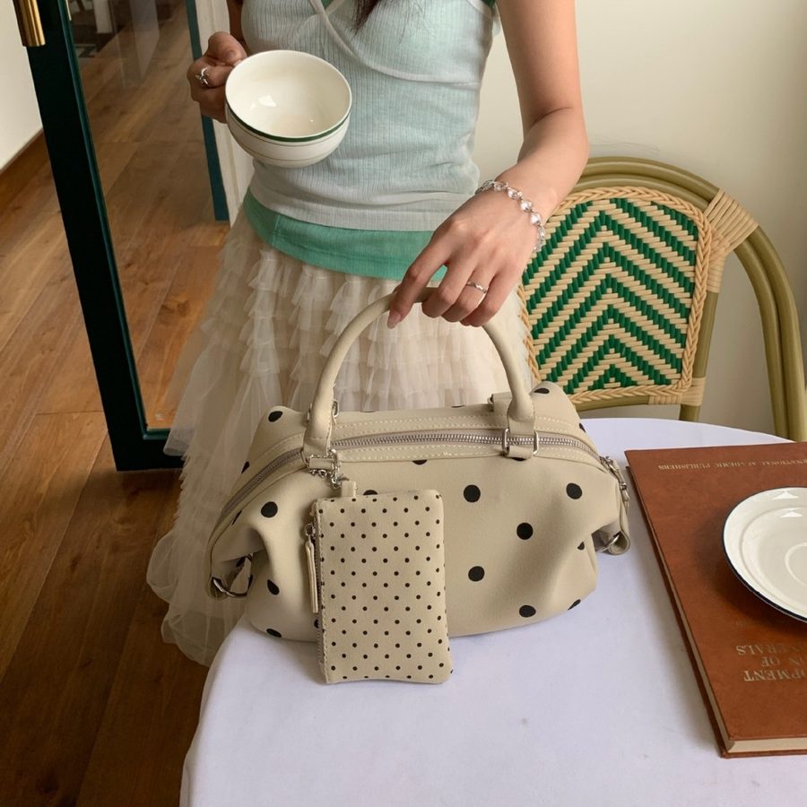 Polka Dot Boston Bag Top-Handle Crossbody