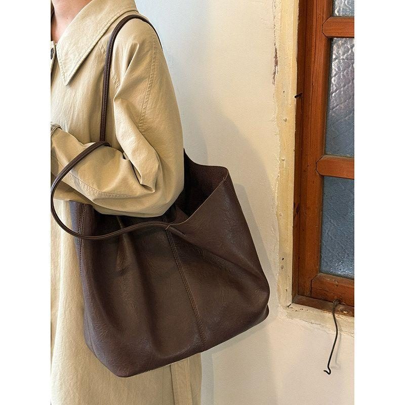 Soft Leather Shoulder Crossbody Tote Bag Large view 4