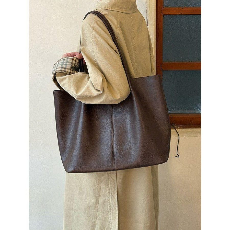 Soft Leather Shoulder Crossbody Tote Bag Large view 7