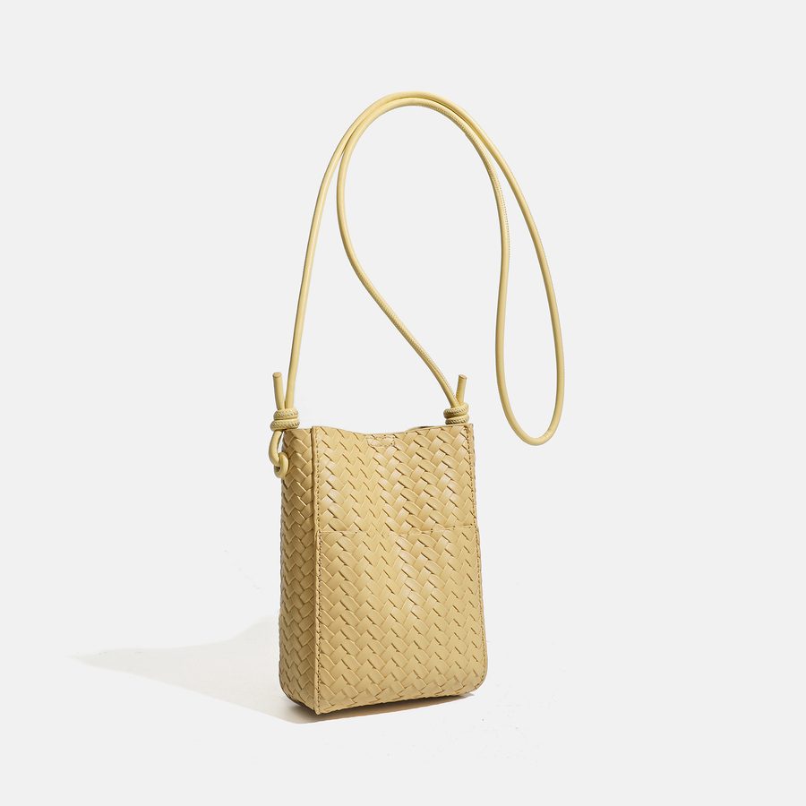 Soft Leather Woven Crossbody Phone Bag Mini view 3