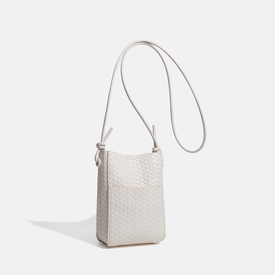 Soft Leather Woven Crossbody Phone Bag Mini view 4