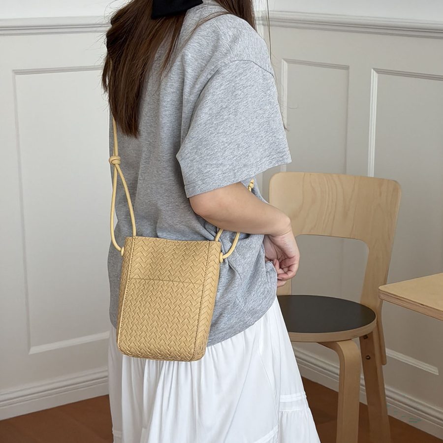 Soft Leather Woven Crossbody Phone Bag Mini view 8