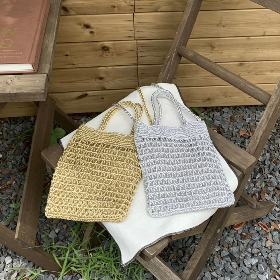 Openwork Woven Top-Handle Crossbody Bag Handmade view 4