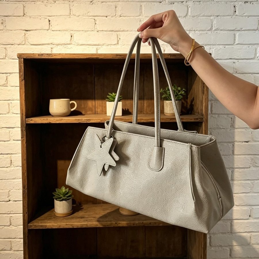 Two-Tone Litchi Grain Large Tote Crossbody Top-Handle