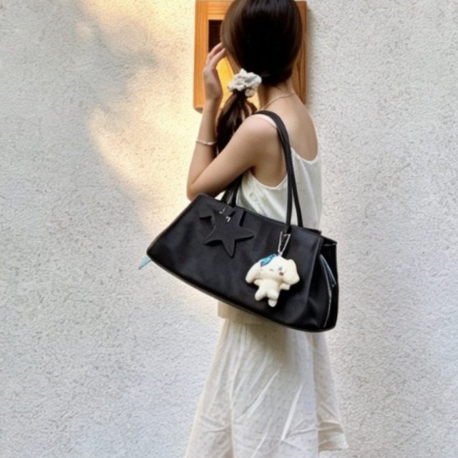 Two-Tone Litchi Grain Large Tote Crossbody Top-Handle view 3