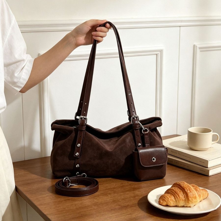 Suede Pillow Shoulder Crossbody Bag Large Capacity