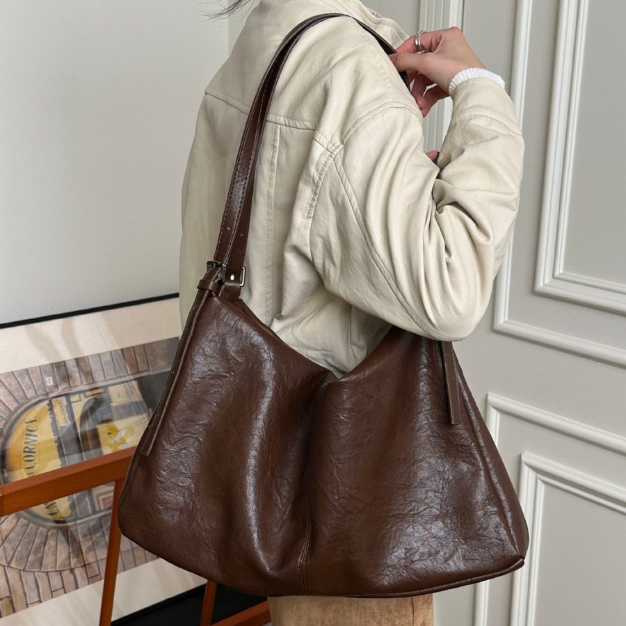 Vintage Soft Leather Large Tote Crossbody Bag view 3