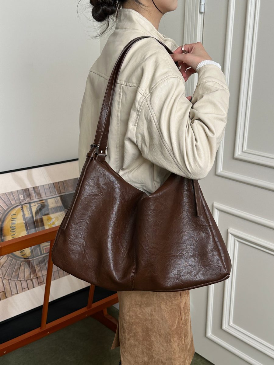 Vintage Soft Leather Large Tote Crossbody Bag view 5