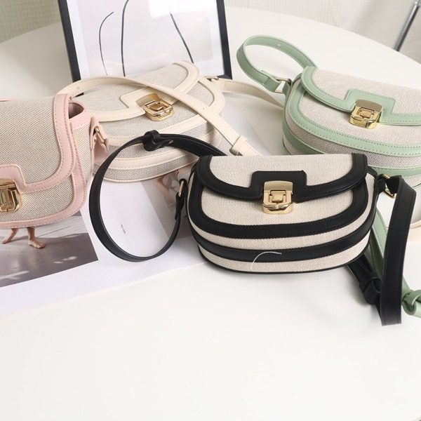 Woven Colorblock Saddle Shoulder Bag view 2