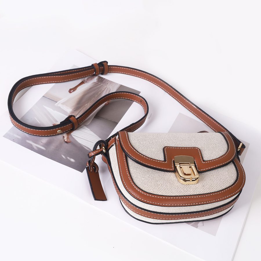 Woven Colorblock Saddle Shoulder Bag view 3