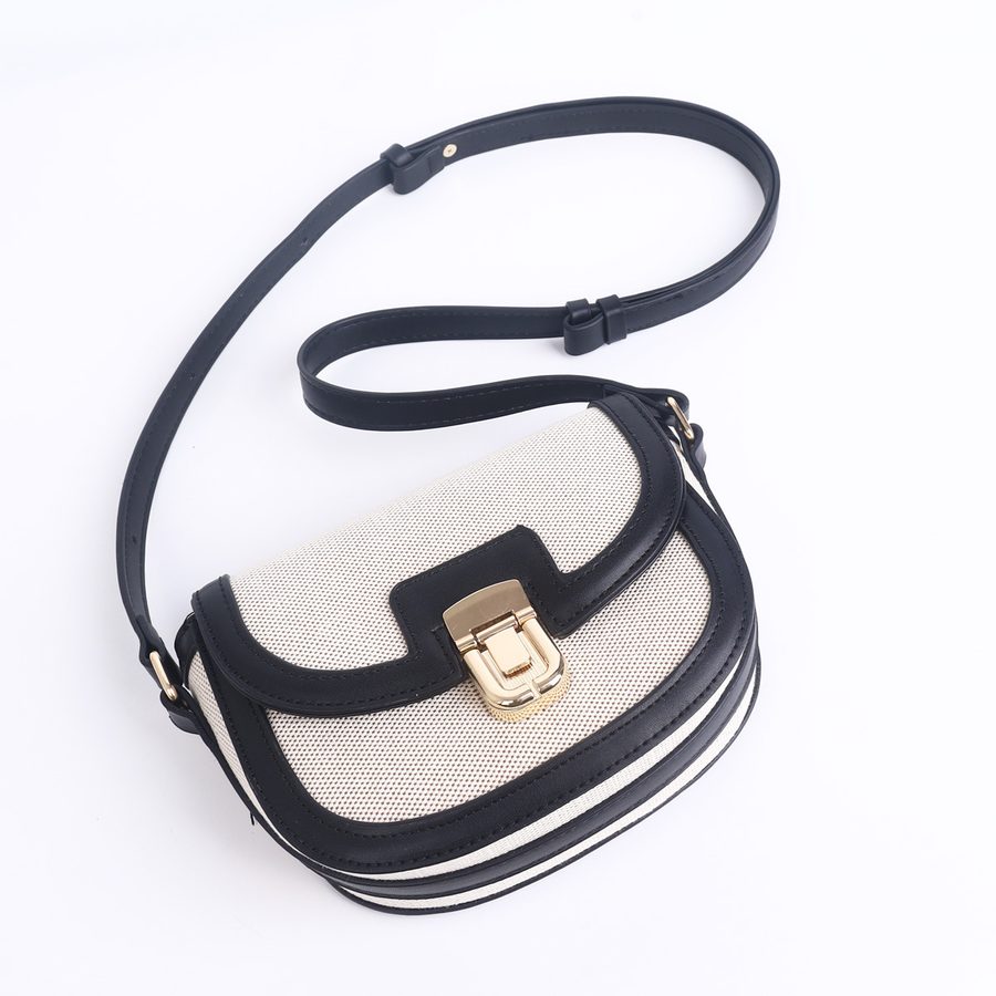 Woven Colorblock Saddle Shoulder Bag view 5