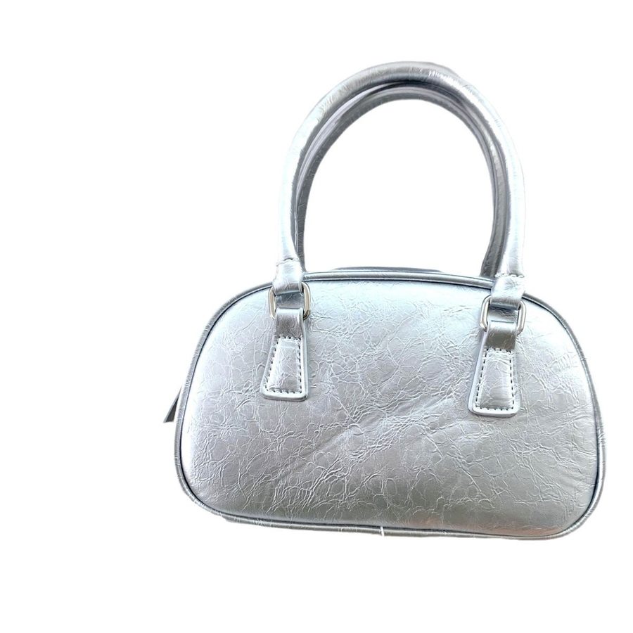 Silver PU Bowling Crossbody Bag view 5