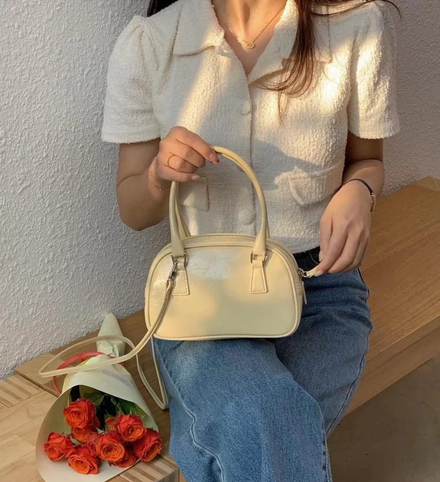 Silver PU Bowling Crossbody Bag view 7