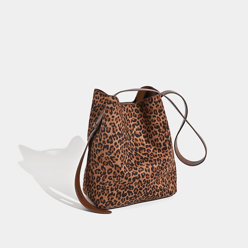 Suede Leopard Tote Crossbody Bag view 7