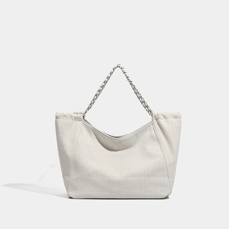 Washed Denim Canvas Crossbody Tote Bag view 6