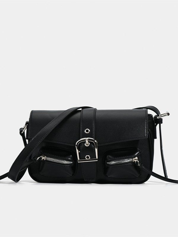 Multi-Pocket Moto Crossbody Bag