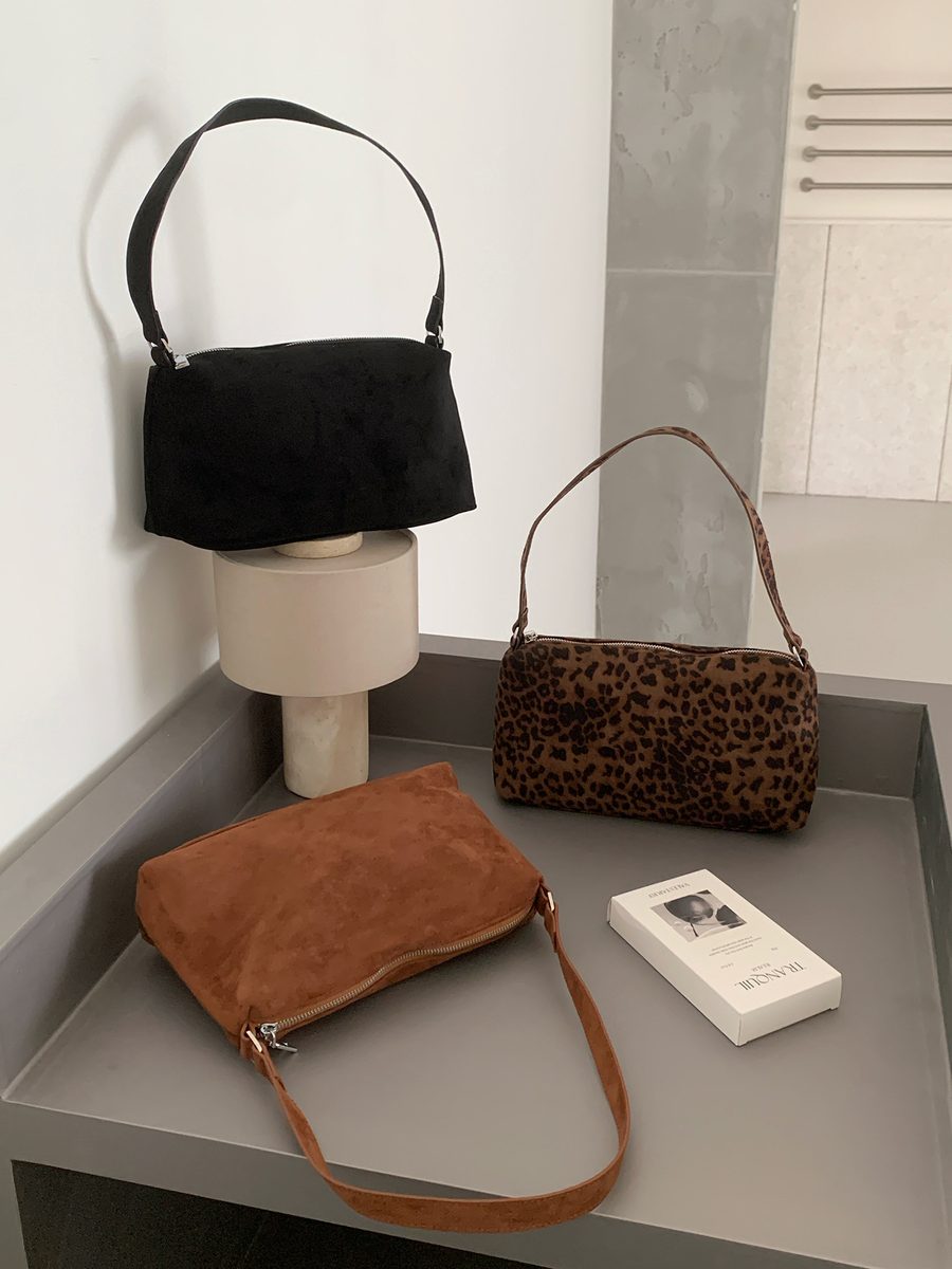 Matte Suede Leopard Crossbody Top-Handle Bag view 5
