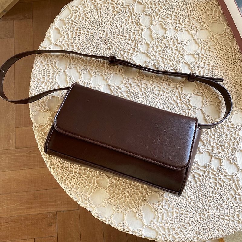 Vintage Oil Wax Leather Square Crossbody Bag view 3